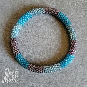 Glass Bead Bracelet (Purple/Blues) - NWOT